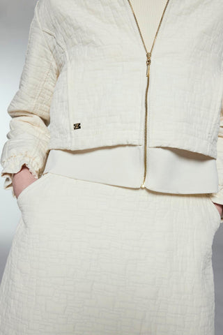 Zip-up Jacket and Skirt Two-Piece Beige Set 1654