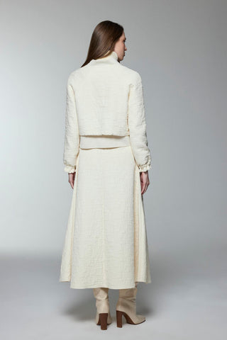 Zip-up Jacket and Skirt Two-Piece Beige Set 1654