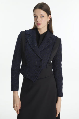 Tweed Desenli Ceket Etek Ikili