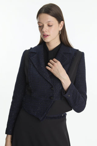 Tweed Desenli Ceket Etek Ikili