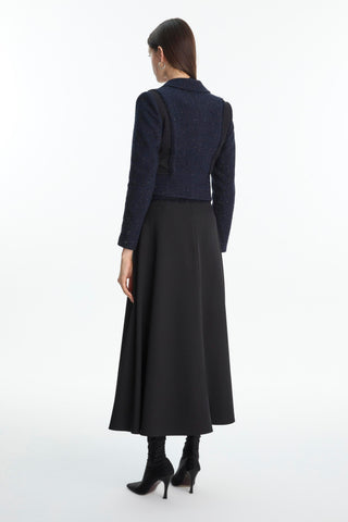 Tweed Patterned Jacket and Skirt Two-Piece Black Set 1661