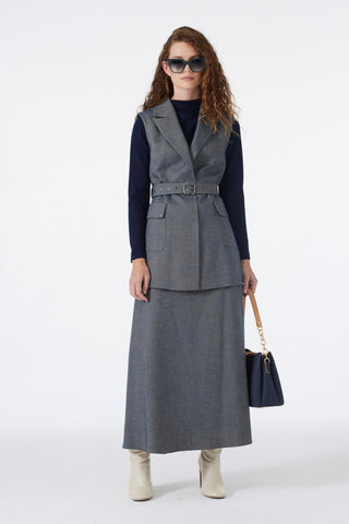 Kruvaze Yaka Kemer Ve Cep Detaylı Kombin