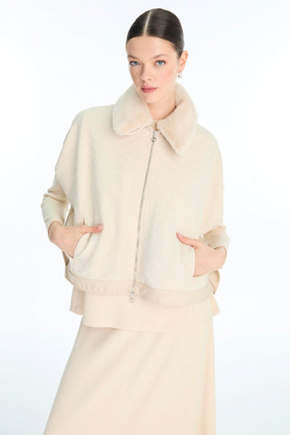 Peluş Yaka Fermuarlı Üçlü Kombin Takım