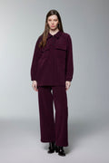 Textured Two-Piece Set with Pocket and Zipper Details, Burgundy Set 1697