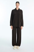 Textured Two-Piece Set with Pocket and Zipper Details, Coffee Set 1697