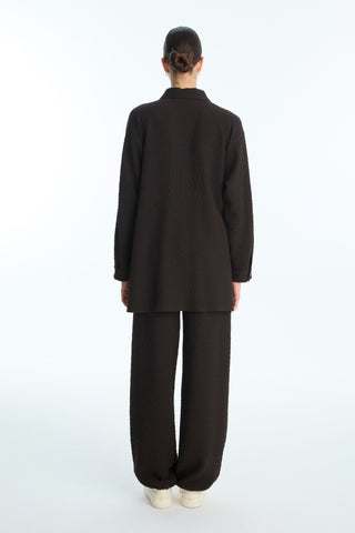 Textured Two-Piece Set with Pocket and Zipper Details, Coffee Set 1697