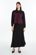 Tweed Desenli Broşlu Ikili Mürdüm Takım 1699