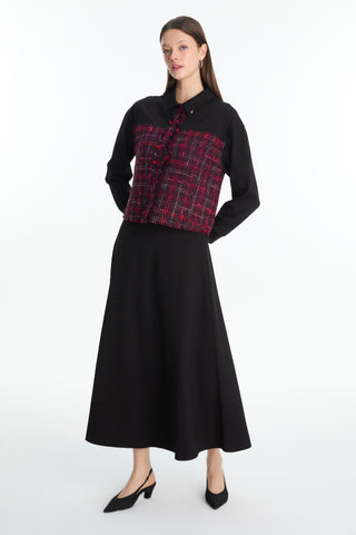 Tweed Desenli Broşlu Ikili Mürdüm Takım 1699