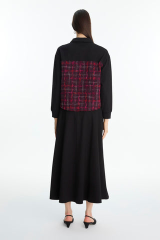 Tweed Desenli Broşlu Ikili Mürdüm Takım 1699