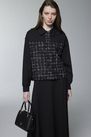 Tweed Desenli Broşlu Ikili