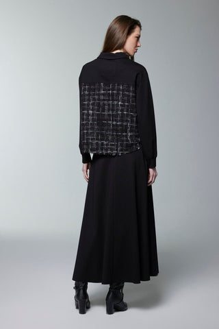 Tweed Desenli Broşlu Ikili Siyah Takım 1699