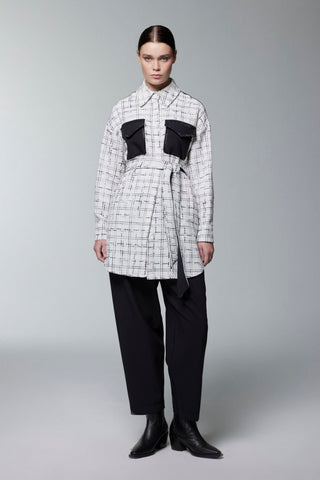 Tweed Desenli Kuşaklı Ikili