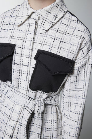 Tweed Desenli Kuşaklı Ikili