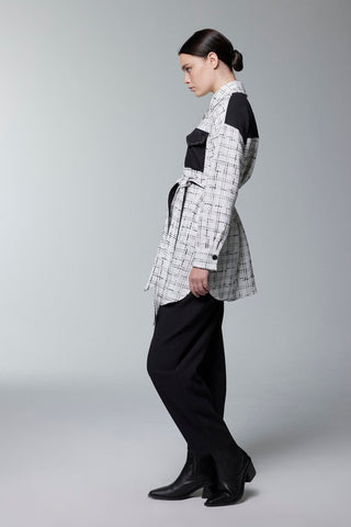 Tweed Desenli Kuşaklı Ikili Ekru Takım 1704