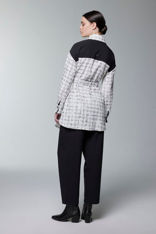 Tweed Patterned Belted Two-Piece Set in Ecru 1704