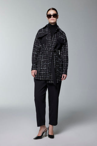 Tweed Desenli Kuşaklı Ikili Siyah Takım 1704