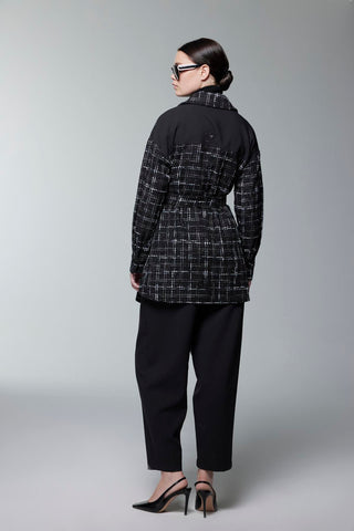 Tweed Desenli Kuşaklı Ikili Siyah Takım 1704