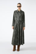 Two-Piece Set in Khaki: Shirt Collar, Button-Down Jacket and Skirt (1705)