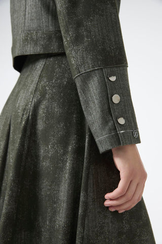 Two-Piece Set in Khaki: Shirt Collar, Button-Down Jacket and Skirt (1705)