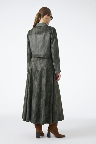 Two-Piece Set in Khaki: Shirt Collar, Button-Down Jacket and Skirt (1705)