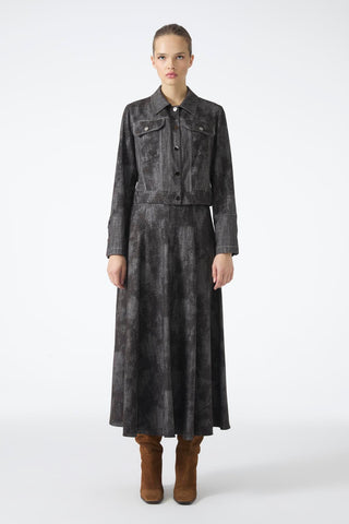 Shirt Collar Buttoned Jacket Skirt Two-Piece Coffee Set 1705