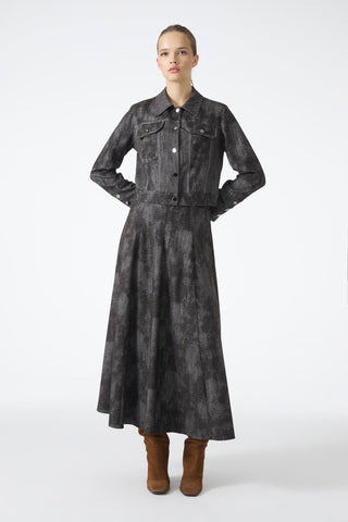 Shirt Collar Buttoned Jacket Skirt Two-Piece Coffee Set 1705