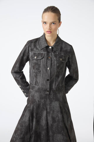 Shirt Collar Buttoned Jacket Skirt Two-Piece Coffee Set 1705