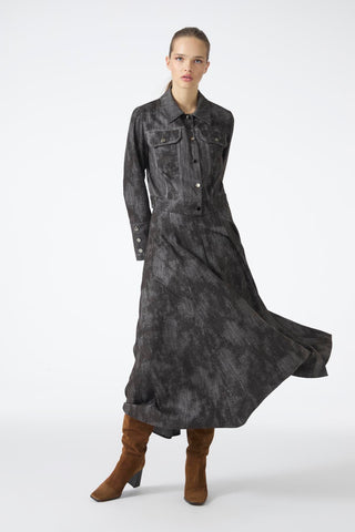 Shirt Collar Buttoned Jacket Skirt Two-Piece Coffee Set 1705