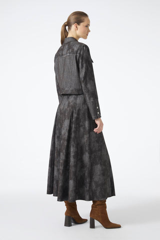 Shirt Collar Buttoned Jacket Skirt Two-Piece Coffee Set 1705