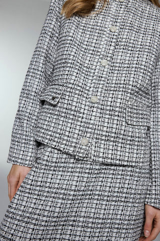 Round Neck Button Detail Two-Piece Pearl Ecru Set 1706