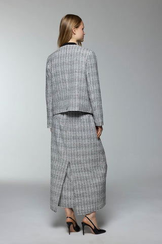 Round Neck Button Detail Two-Piece Pearl Ecru Set 1706