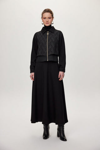 Desenli Fermuarlı Ceket Etek Ikili