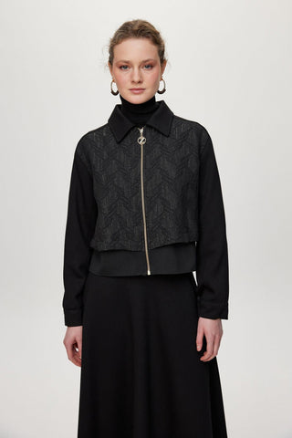 Desenli Fermuarlı Ceket Etek Ikili