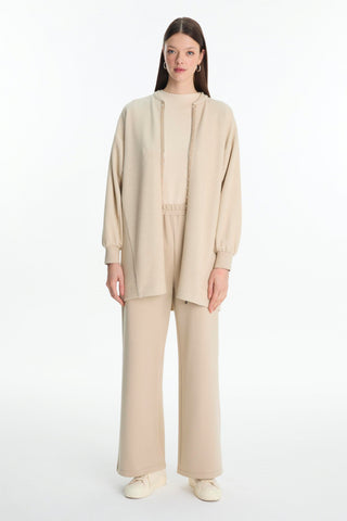 Fermuarlı Taş Detaylı Ceket Pantolon Ikili