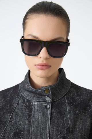 Belted Jacket and Trousers Two-Piece Black Suit 1718