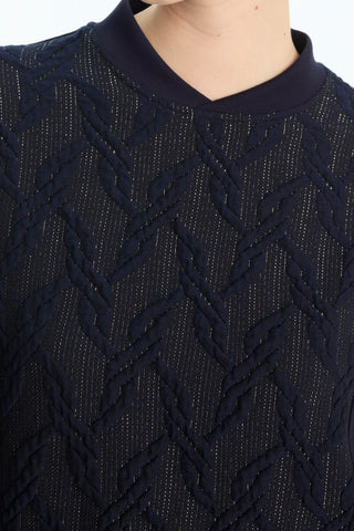 Patterned Two-Piece Navy Blue Set 1723