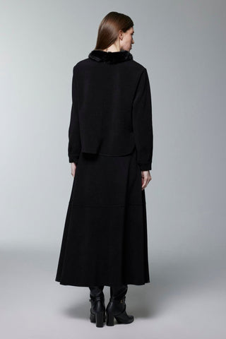 Kürk Yaka Fermuarlı Ceket Etek Ikili Takım