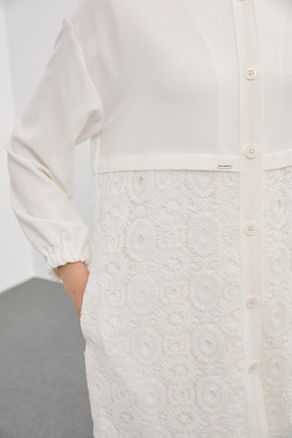Lace Button Closure Ecru Jacket 0094