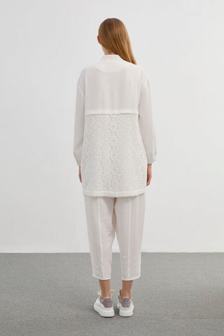Lace Button Closure Ecru Jacket 0094