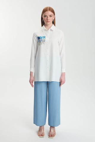 Payet Detaylı Gömlek Ekru Bluz/Gömlek 0101