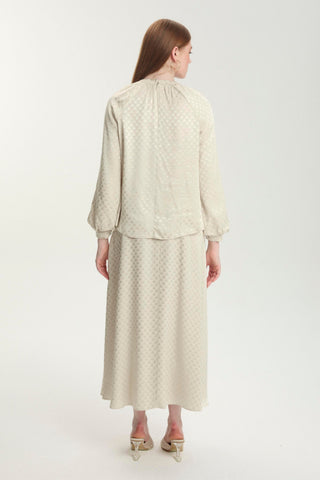 Jacquard Blouse with Accessory Details, Stone Embellished Blouse/Shirt 0118