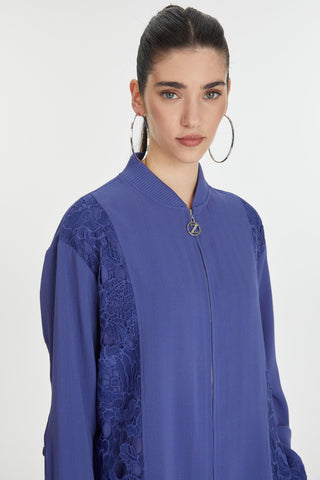 Embroidered Zippered Violet Jacket 0126