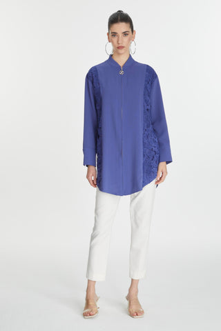Embroidered Zippered Violet Jacket 0126