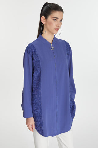 Embroidered Zippered Violet Jacket 0126