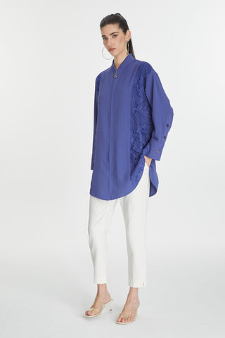 Embroidered Zippered Violet Jacket 0126
