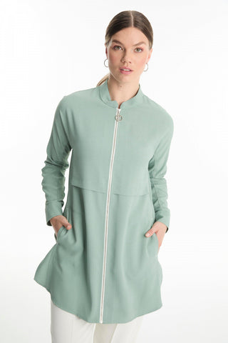 Fermuarlı Hakim Yaka Mint Ceket 0130