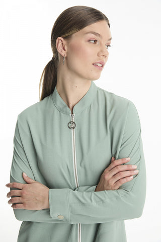 Fermuarlı Hakim Yaka Mint Ceket 0130