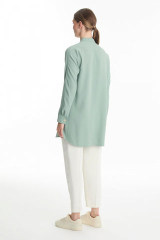 Fermuarlı Hakim Yaka Mint Ceket 0130