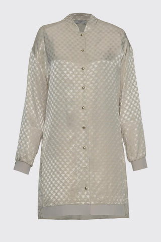 Jacquard Mandarin Collar Stone Coat 0134