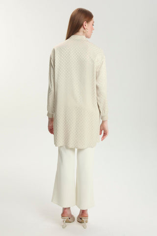 Jacquard Mandarin Collar Stone Coat 0134